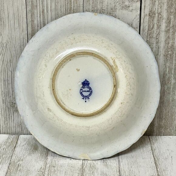 Antique W & E Corn Ayr England Flow Blue Vegetable Serving Bowl - Picture 3 of 7